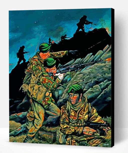 Royal Marines Soldiers At Night Paint By Number