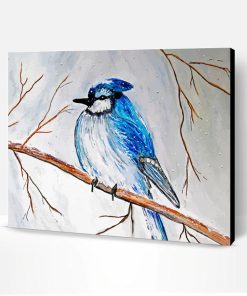 Snowy Blue Jay In Winter Paint By Number