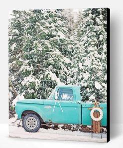 Teal Truck In Snow Paint By Number