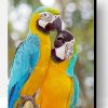 Two Parrots in Jungle Green With Blue Paint By Numbers