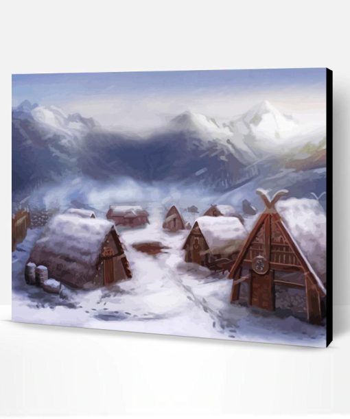 Viking Village In Snow Paint By Number