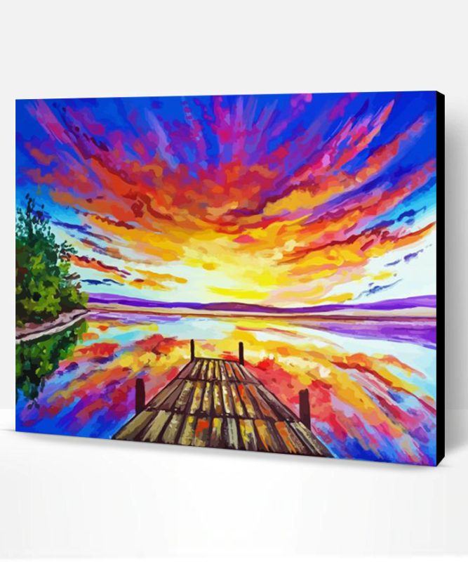 Abstract Docks With Sunset Paint By Number