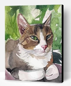 Abstract White Brown Cat Paint By Number