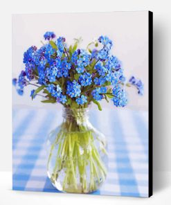 Aesthetic Blue Flowers In Jar Paint By Number