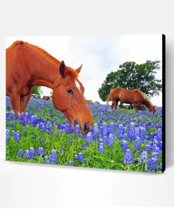 Aesthetic Bluebonnets And Horse Paint By Number