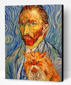 Aesthetic Cat Van Gogh art Paint By Numbers