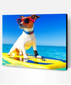 Aesthetic Dog On Beach Surfing Paint By Number