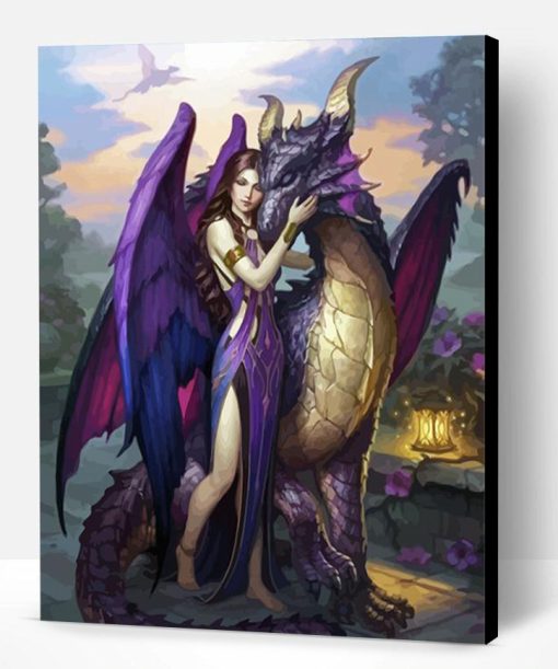 Aesthetic Dragon With Girl Paint By Number