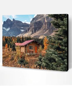 Aesthetic Fall Cabin Illustration Paint By Number