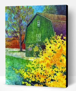Aesthetic Green Barn Art Paint By Number