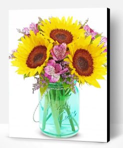 Aesthetic Sunflowers in Jar Paint By Numbers