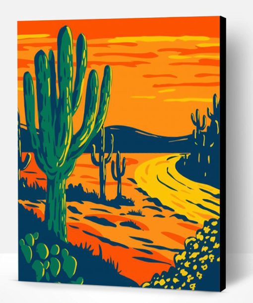 Aesthetic Sunset Saguaro National Park Paint By Number