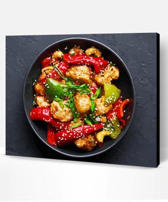 Aesthetic Szechwan Chilli Chicken Chinese Food Paint By Number