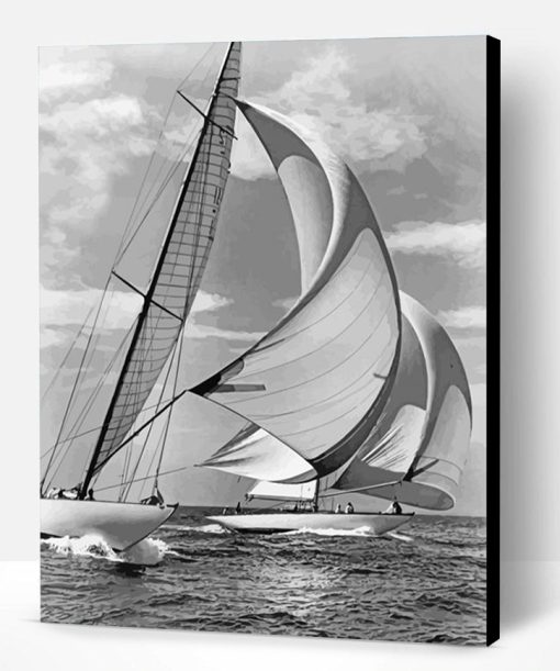 Aesthetic Black And White Sailboats Paint By Number