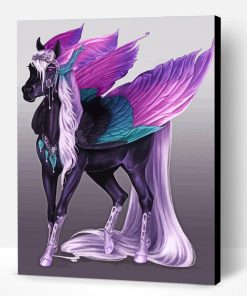 Aesthetic Black And Purple Mythical Horse Paint By Number