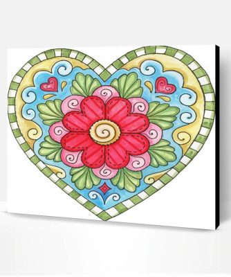 Aesthetic Floral Mandala Heart Paint By Numbers