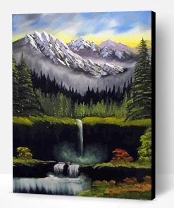Aesthetic Rocky Mountain Waterfall Art Paint By Numbers