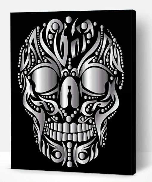 Aesthetic Silver Skull Paint By Number