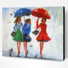 Aesthetic Three Woman Walking In The Rain Paint By Number