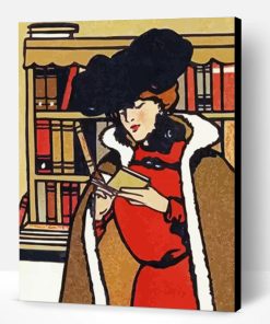 Aesthetic Vintage Woman In The Library Paint By Number