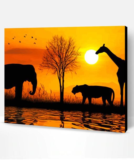 African Animals Sunset Paint By Number