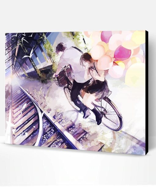 Anime Couple On Bicycle Paint By Number