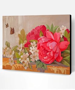 Apple Blossoms Peonies And Butterflies Paint By Numbers