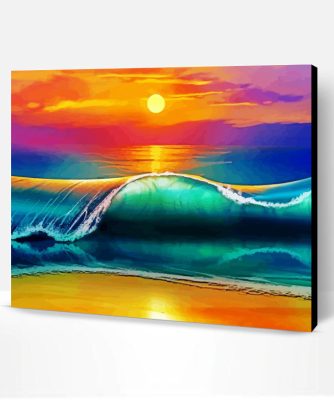 Beach And Waves Sunset Art Paint By Numbers