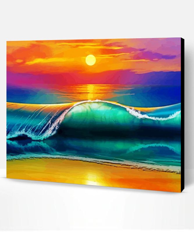Beach And Waves Sunset Art Paint By Numbers