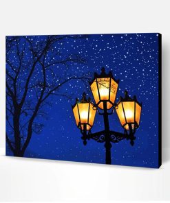 Beautiful Lamp Post At Night Paint By Number