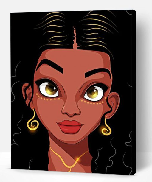 Beautiful Afro Girl Cartoon Illustration Paint By Number