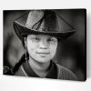 Black And White Lady In Cowboy Hat Paint By Number