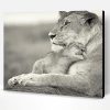 Black And White Lioness And Cub Paint By Number
