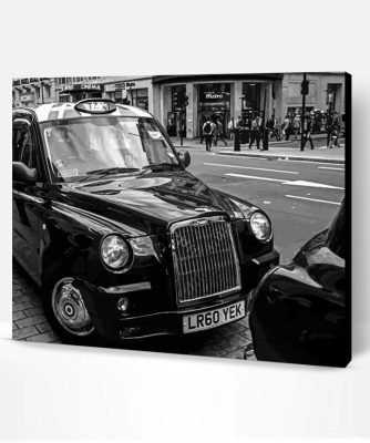 Black And White London Black Cab Paint By Number