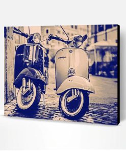 Black And White Moped Motorcycles Paint By Number