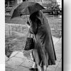 Black And White Old Woman In Rain Paint By Number