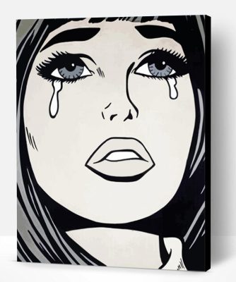 Black And White Sad Lady Pop Art Paint By Number