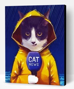 Black Cat Reporter Under Rain Paint By Number