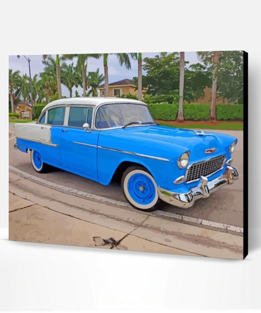 Blue 1955 Chevy Four Door Paint By Number