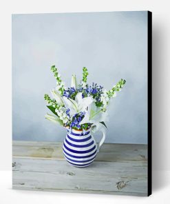 Blue And White Lilies In Jug Paint By Number
