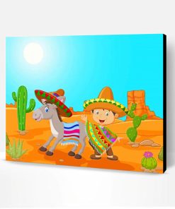 Boy And Donkey Desert Art Paint By Number