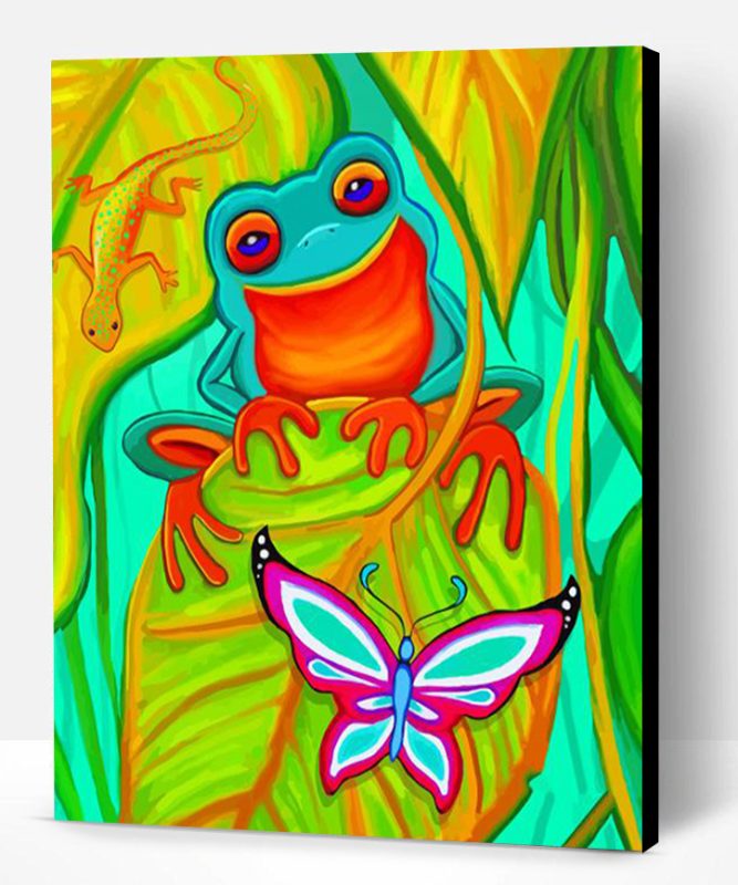 Butterfly With Frog And Gecko Paint By Numbers