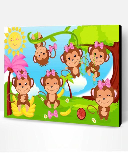 Cartoon Girl Monkey Paint By Number