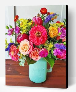 Colorful Flowers Mason Jar Paint By Number