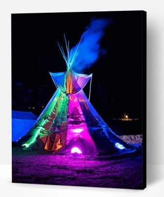 Colorful Teepee In Snow Paint By Number