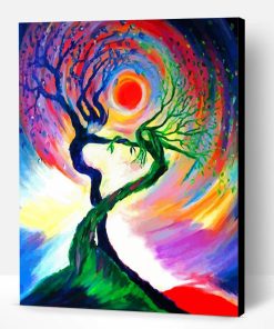 Colorful Woman Tree Paint By Number