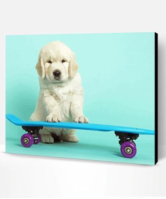 Cute Dog Skateboard Paint By Number