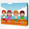 Cute Kids At Beach Cartoon Paint By Number