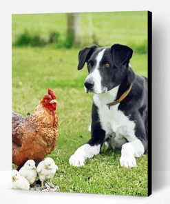Dog With Chickens Paint By Number
