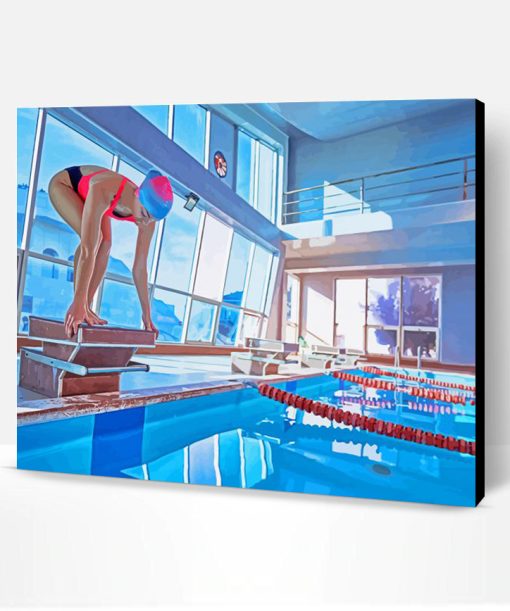 Female Swimmer On Block Paint By Number